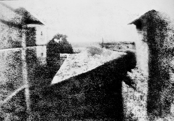 Nicéphore Niépce's earliest surviving camera photograph, circa 1826